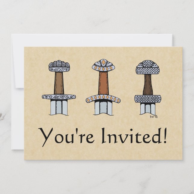 Three Viking Sword Hilts Invitation (Front)