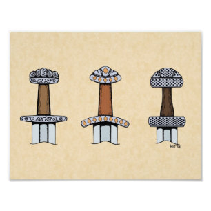Three Viking Sword Hilts Photo Print
