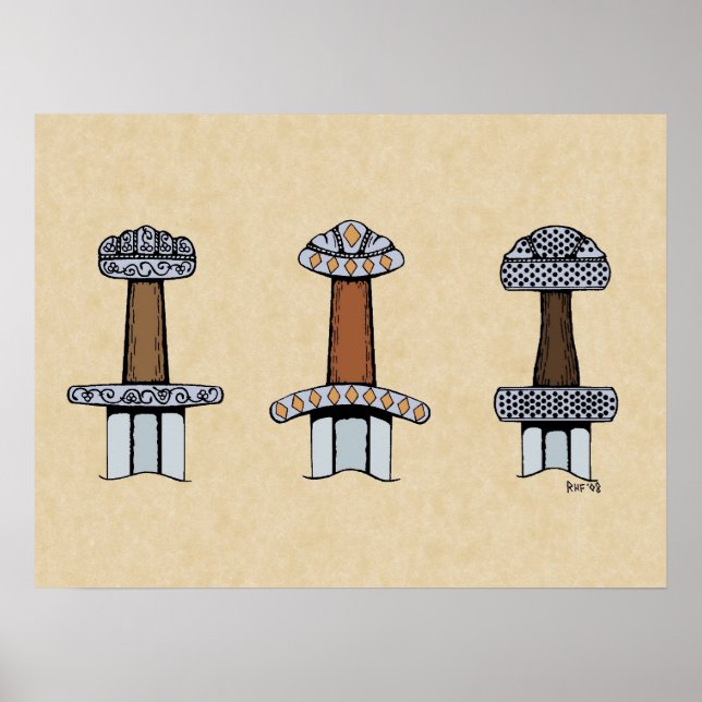Three Viking Sword Hilts Poster (Front)