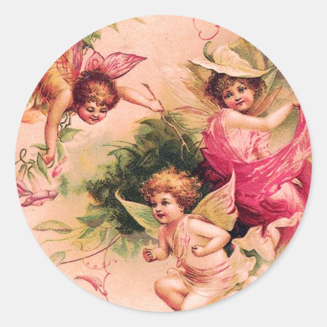 Three Vintage Flower Fairies Sticker (Front)