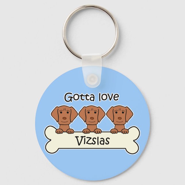 Three Vizslas Keychain (Front)