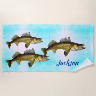 Three Walleyes Beach Towel