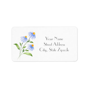 Three Watercolor Asters Label