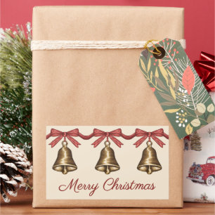 Three Watercolor Brass Christmas Bells And Text Sticker