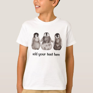 Three Watercolor Emperor Penguin  Personalized   T-Shirt