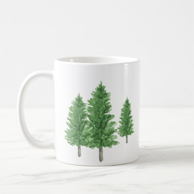 Three Watercolor Pine Trees 2    Coffee Mug (Left)