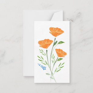 Three Watercolor Poppies Bouquet  Card