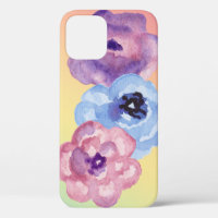Three Watercolor Roses on Pastel Gradient