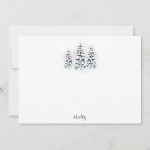 Three Watercolor Winter Trees  Card