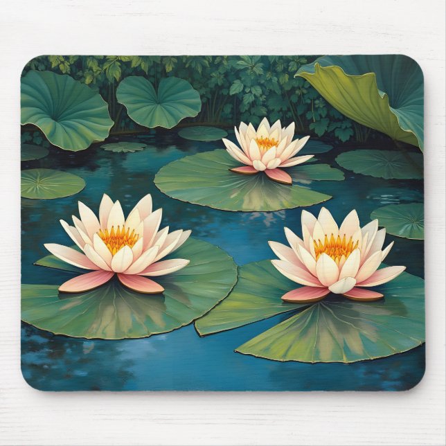 Three Waterlilies Mouse Pad (Front)