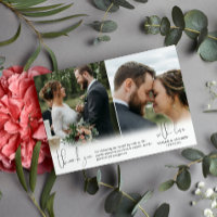 Three Wedding Photos Hand-Writing Script Thank You