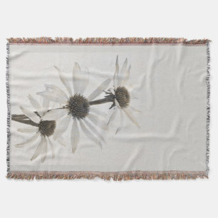 Three White Cone Flowers Throw Blanket
