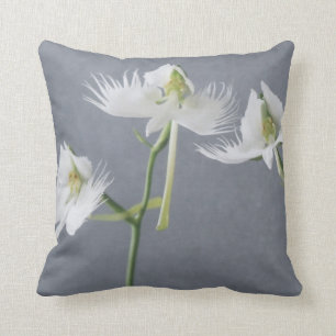 Three White Egret Orchids Throw Pillow