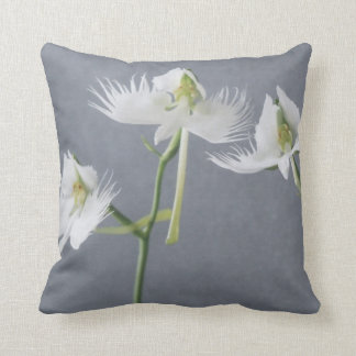 Three White Egret Orchids Throw Pillow