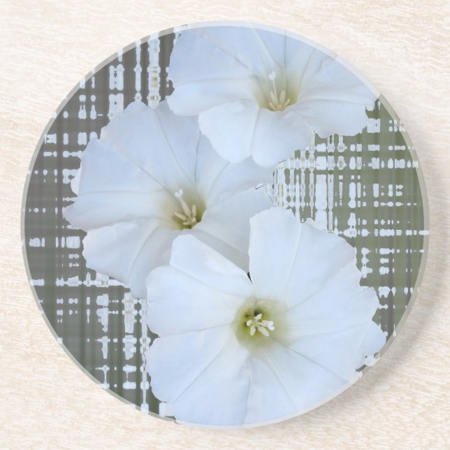 three white flowers coaster (Front)