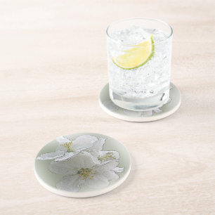 three white flowers coaster