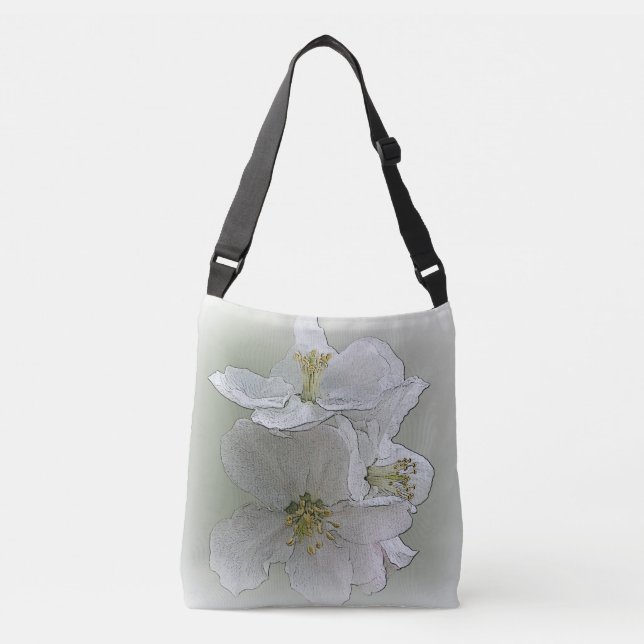 three white flowers crossbody bag (Front)