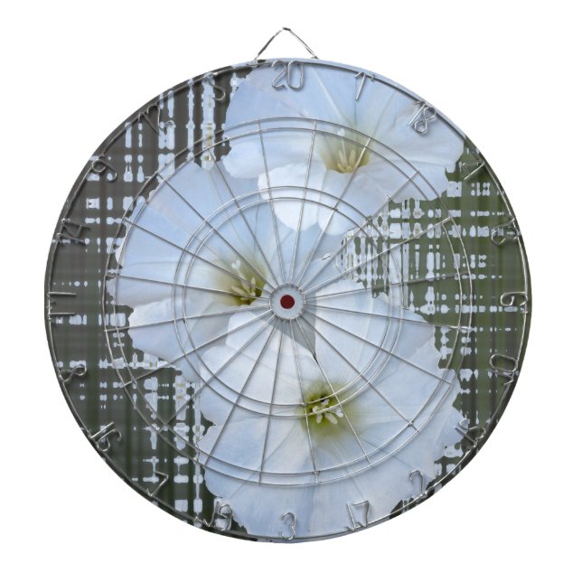three white flowers dartboard (Front)