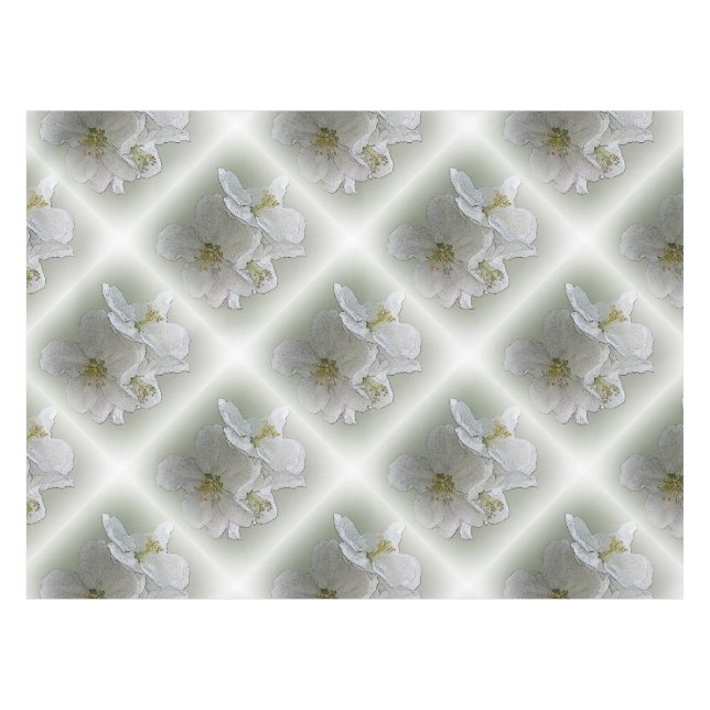 three white flowers tablecloth (Front (Horizontal))