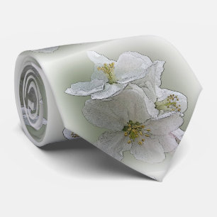 three white flowers tie