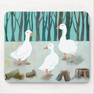 Three White Geese Mouse Pad
