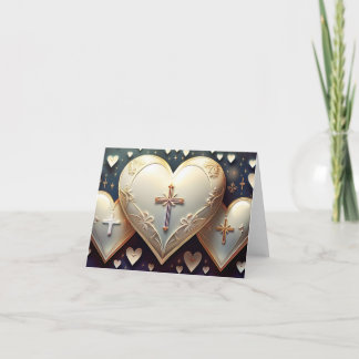 Three White Hearts Thank You Card