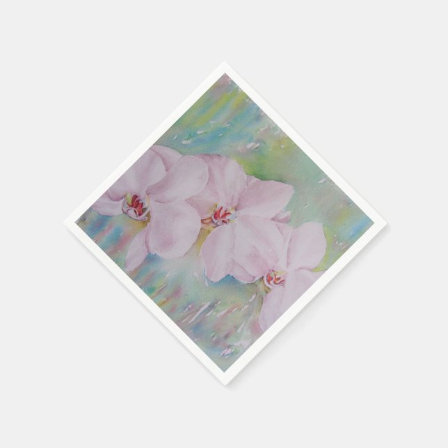 THREE WHITE ORCHIDS PAPER NAPKINS (Corner)