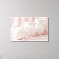 Three White Pitchers Wrapped Canvas