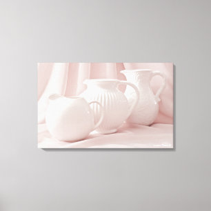 Three White Pitchers Wrapped Canvas