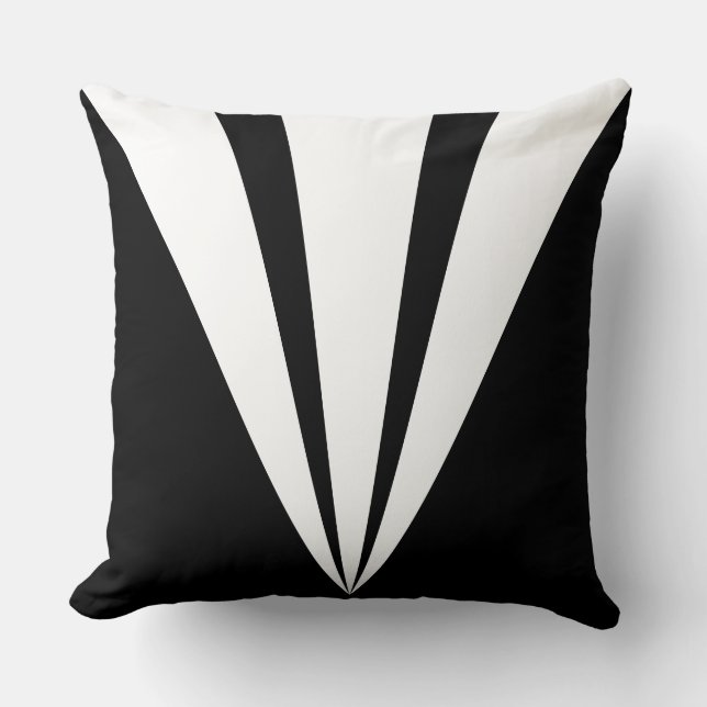 Three White Rays on Black Throw Pillow (Front)