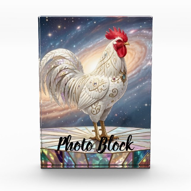 Three white roosters. photo block (Front)