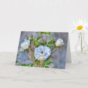 Three White Roses Art Note Card