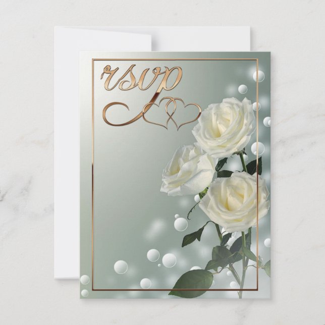 Three White Roses/Gold Trim Thank You Card (Front)