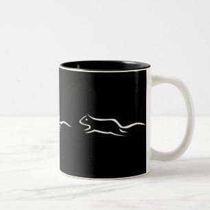 Three White Running Rats Two-Tone Coffee Mug