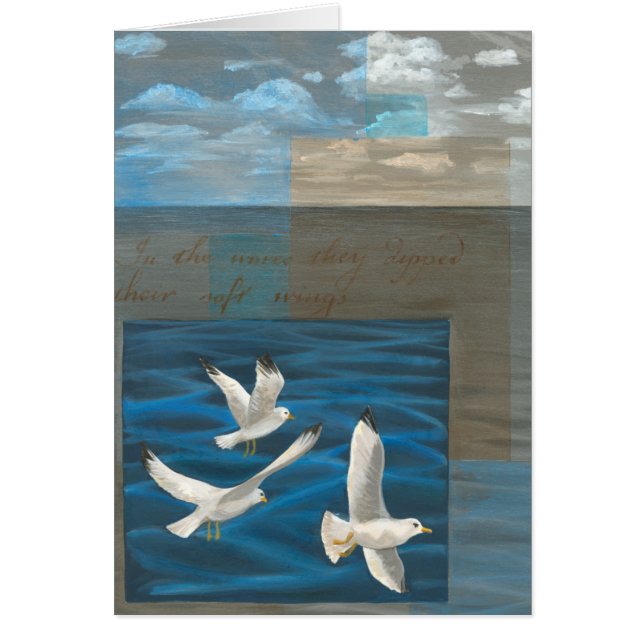 Three White Seagulls Flying Over the Water (Front)