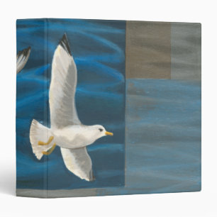 Three White Seagulls Flying Over the Water Binder