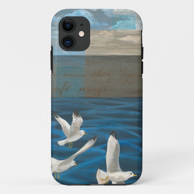 Three White Seagulls Flying Over the Water Case-Mate iPhone Case (Back)