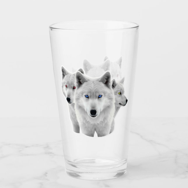 Three White Wolves Glass (Front)
