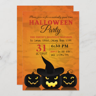 Three Wicked Pumpkins Halloween Party Invitation