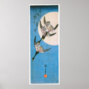 Three Wild Geese Flying, by Utagawa Hiroshige Poster