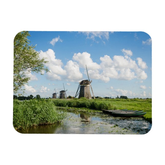 Three windmills and a canal rectangular magnet (Horizontal)