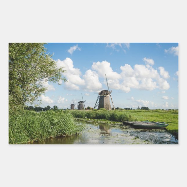 Three windmills and a canal rectangular sticker (Front)
