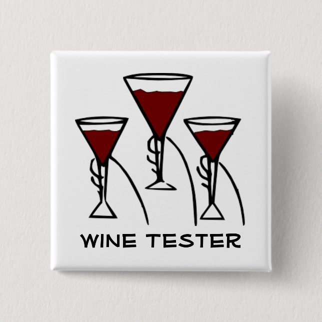 Three Wine Glasses in Hands Cartoon 2 Inch Square Button (Front)