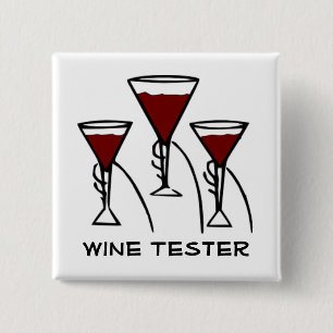 Three Wine Glasses in Hands Cartoon 2 Inch Square Button