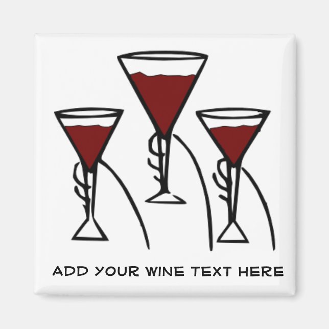 Three Wine Glasses in Hands Cartoon Magnet (Front)