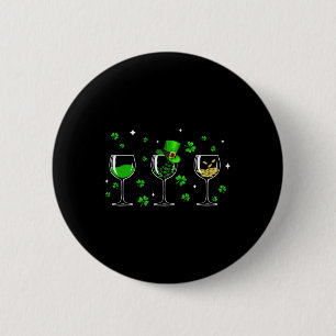 Three Wine Gles Clover Shamrock St Patrick Day Iri 2 Inch Round Button