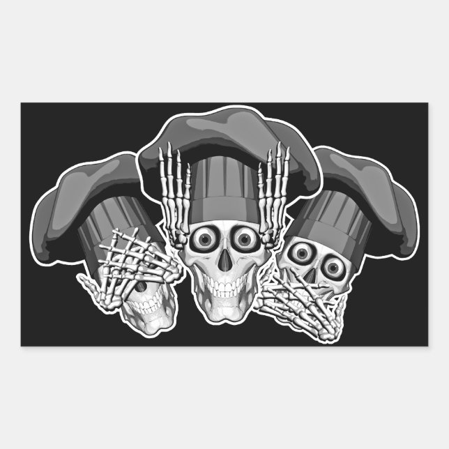 Three Wise Chef Skulls Sticker (Front)