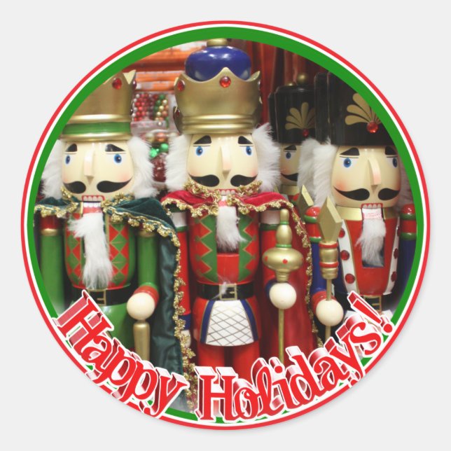 Three Wise Crackers - Nutcracker Soldiers Classic Round Sticker (Front)