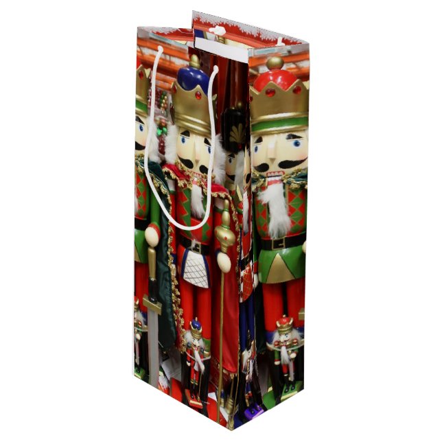 Three Wise Crackers - Nutcracker Soldiers Wine Gift Bag (Front Angled)