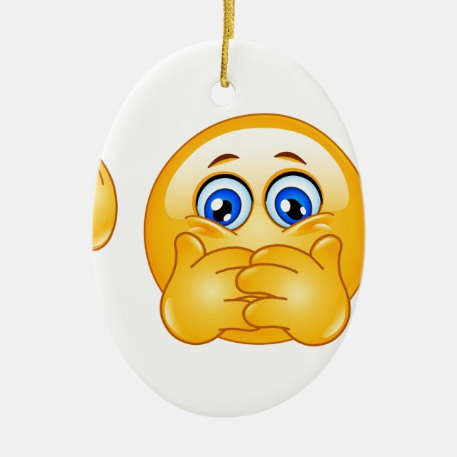 three wise emojis ceramic ornament (Front)